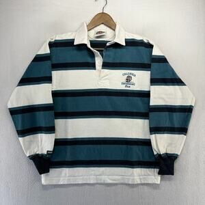 Vintage Columbia Rugby Shirt Men's Medium blue White Swimming Elite Thick 90s